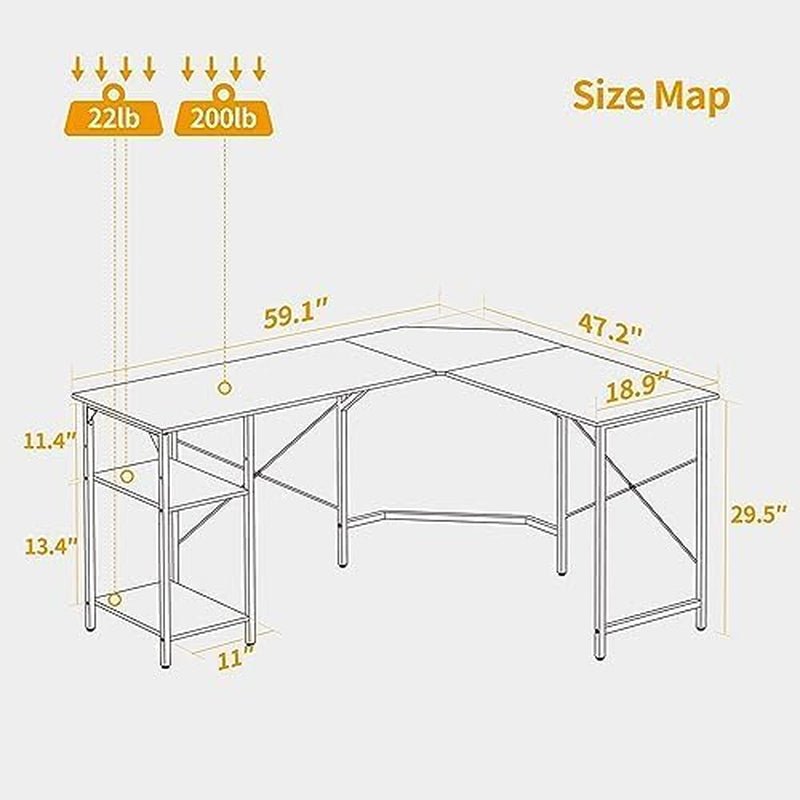 Reversible L Shaped Desk with Storage for Home Office