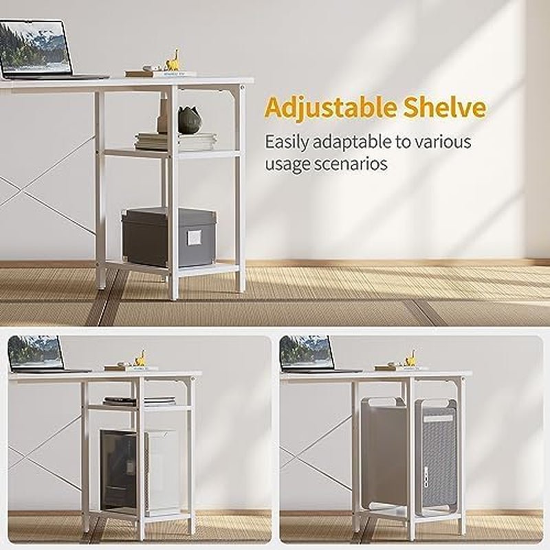 Reversible L Shaped Desk with Storage for Home Office