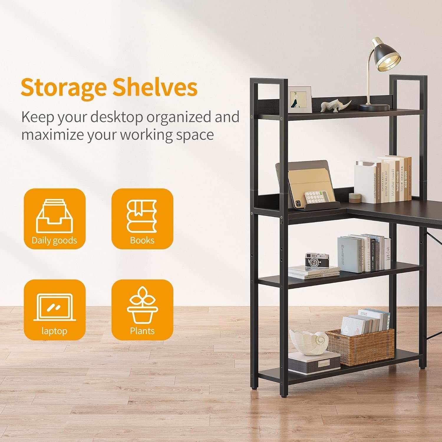 Reversible Small L Shaped Computer Desk with Storage