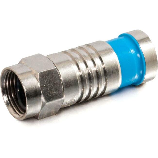 Rg6 Quad Compression F-Type Connector With O-Ring - 10Pk