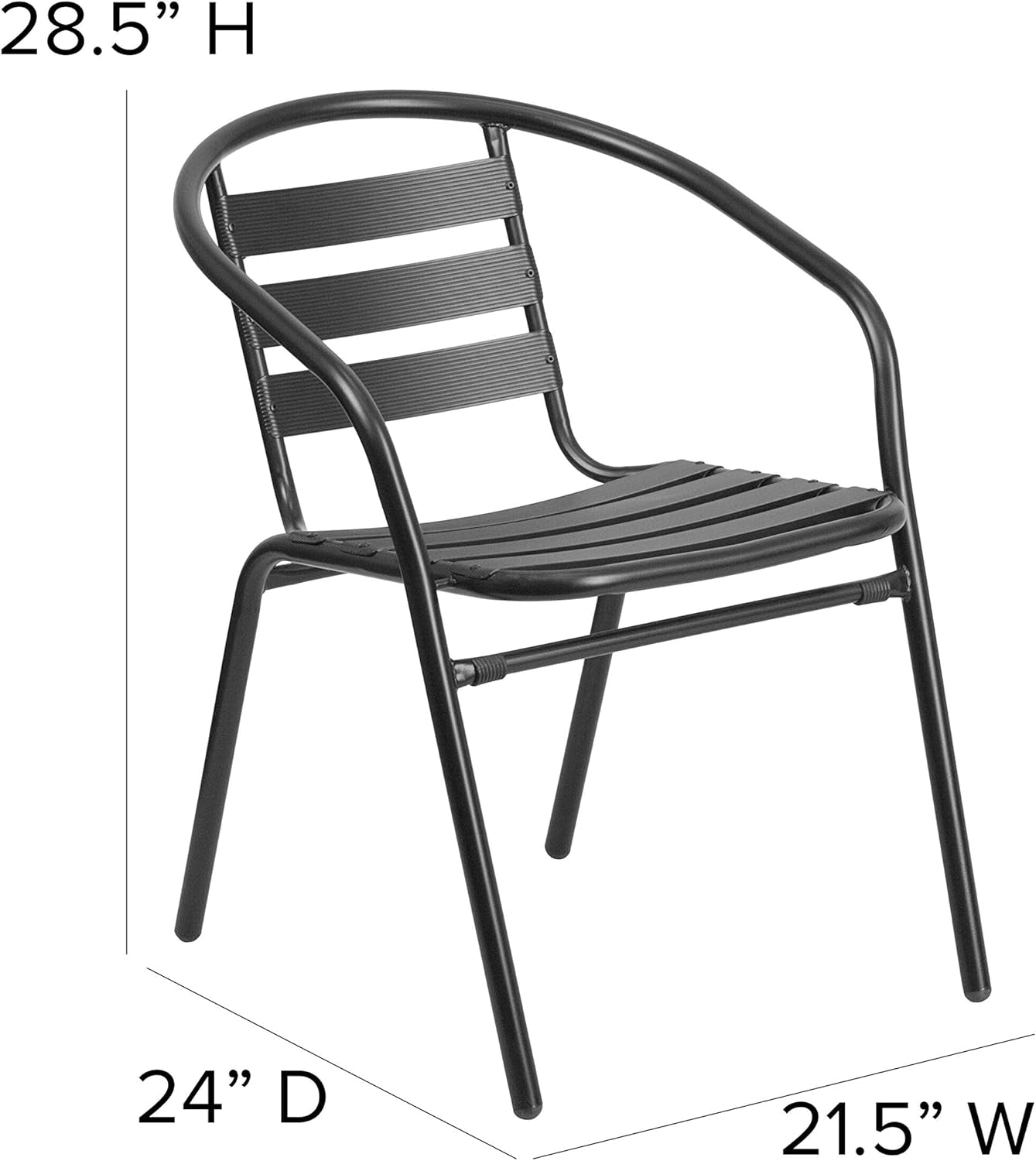 Rhea 27.5 Inch Square Glass Metal Table And 4 Slat Back Chairs Black Patio Set