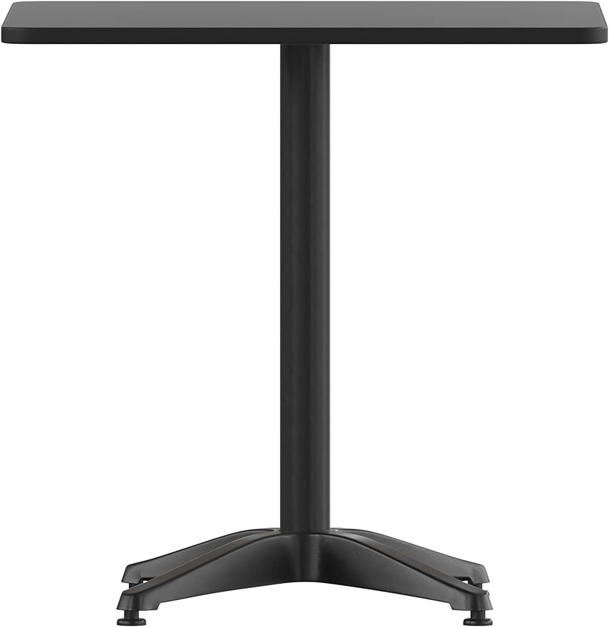Rhea 27.5 Inch Square Glass Metal Table And 4 Slat Back Chairs Black Patio Set
