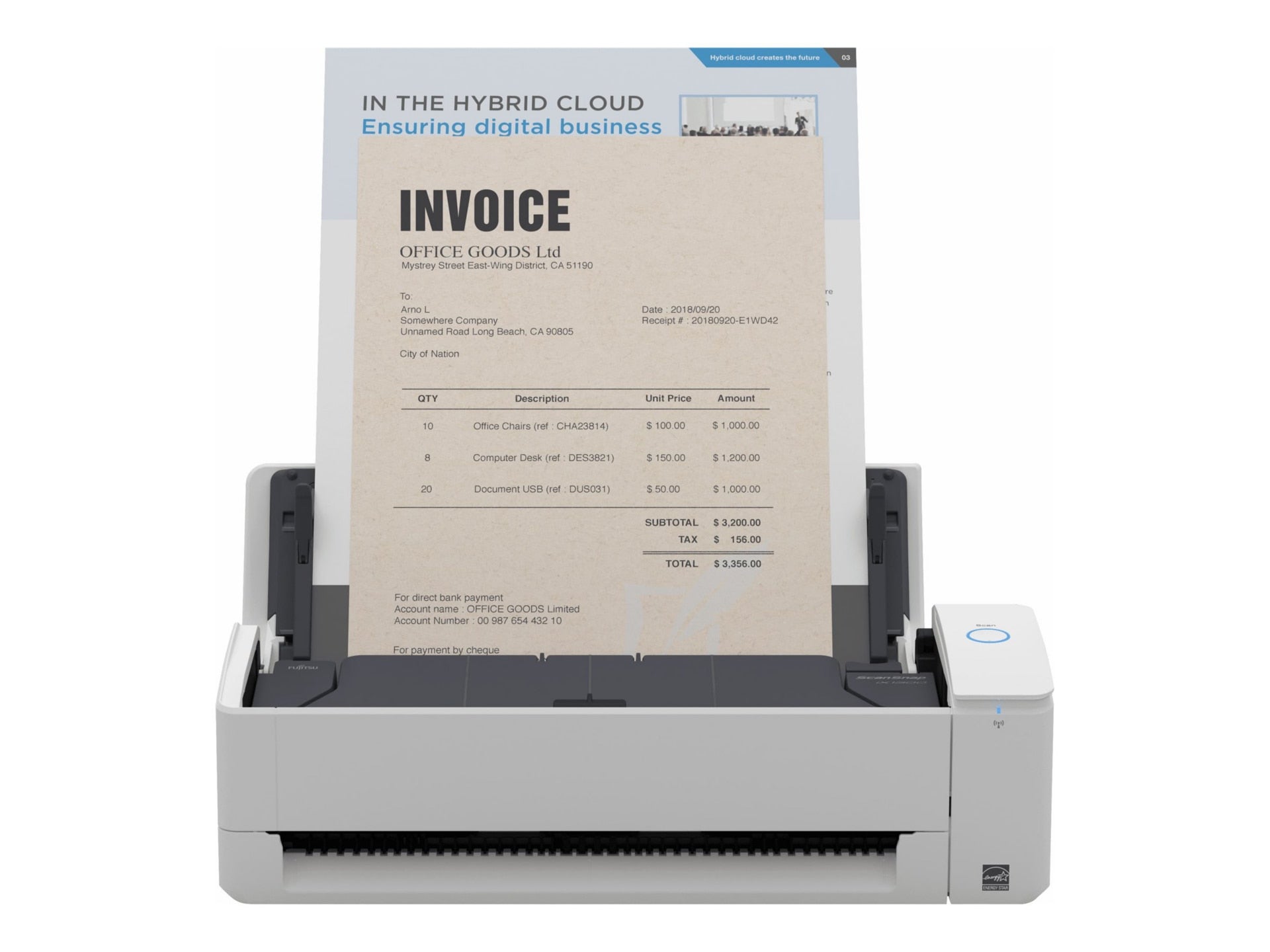 Ricoh ScanSnap IX1300 TAA Legal-Size Duplex Scanner for Offices