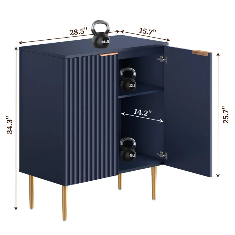 Rishaw 34.3 Inch Tall Adjustable Shelf Two Door Cabinet