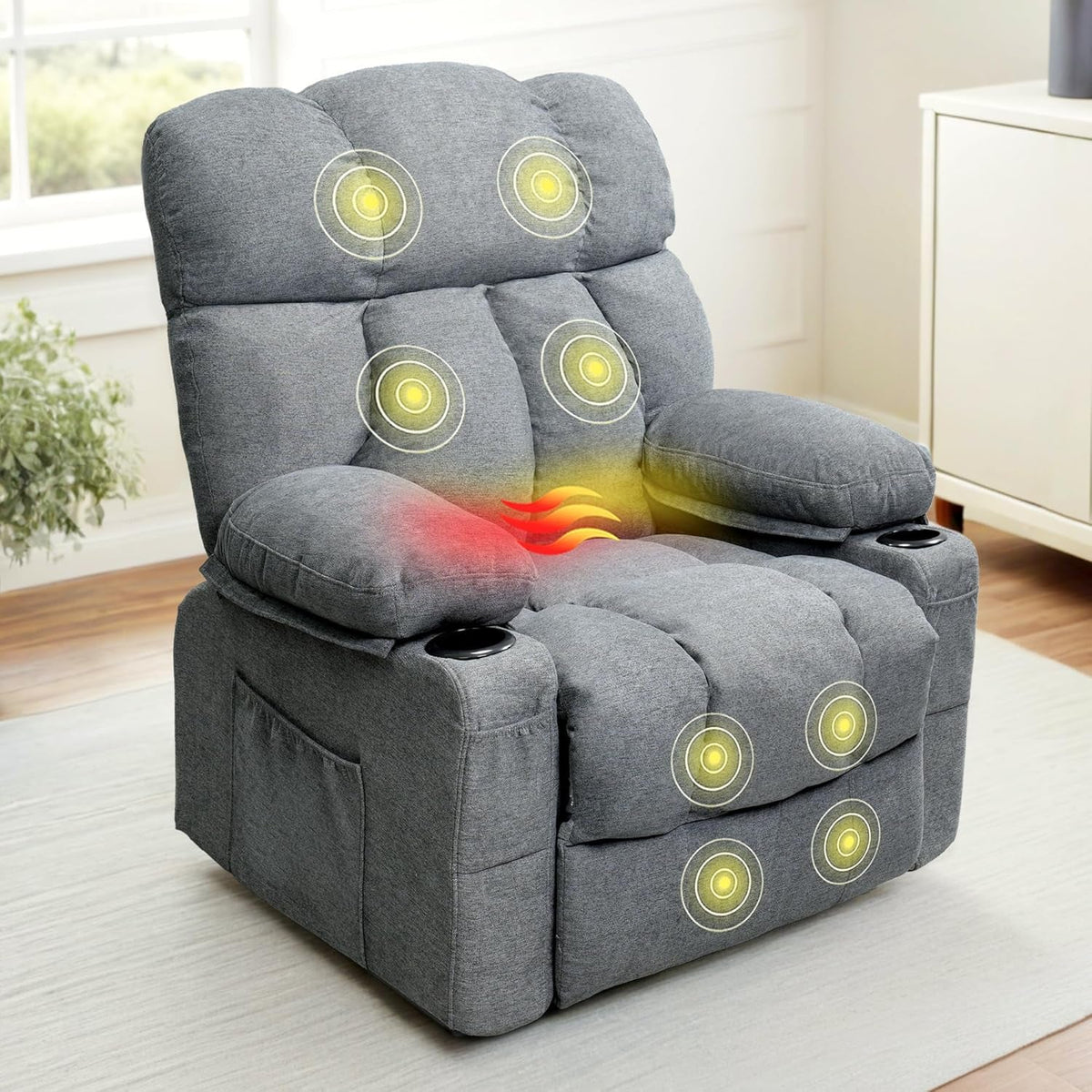Rocker Recliner Chair With Massage And Heat Gray XRC3