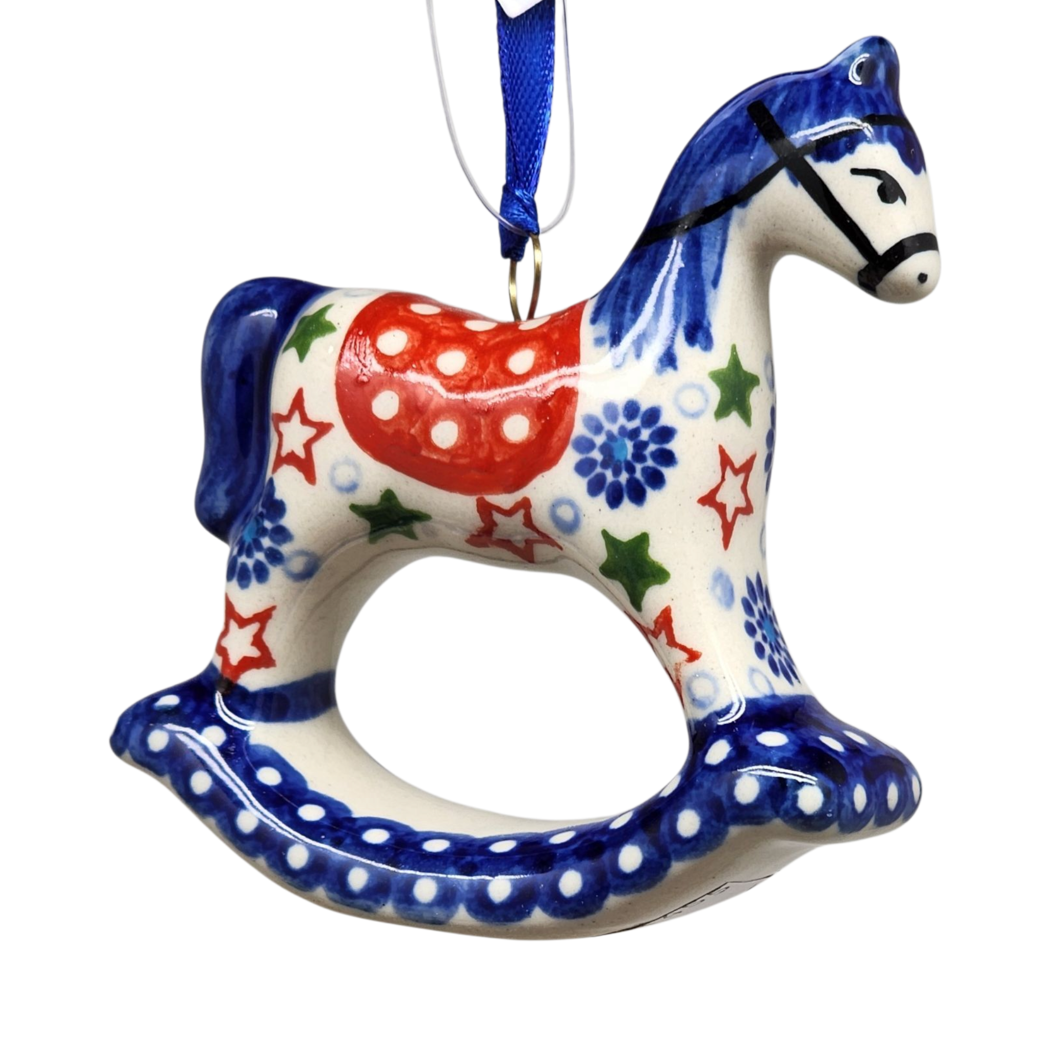 Rocking Horse Ornament - Festive Stars Pattern
