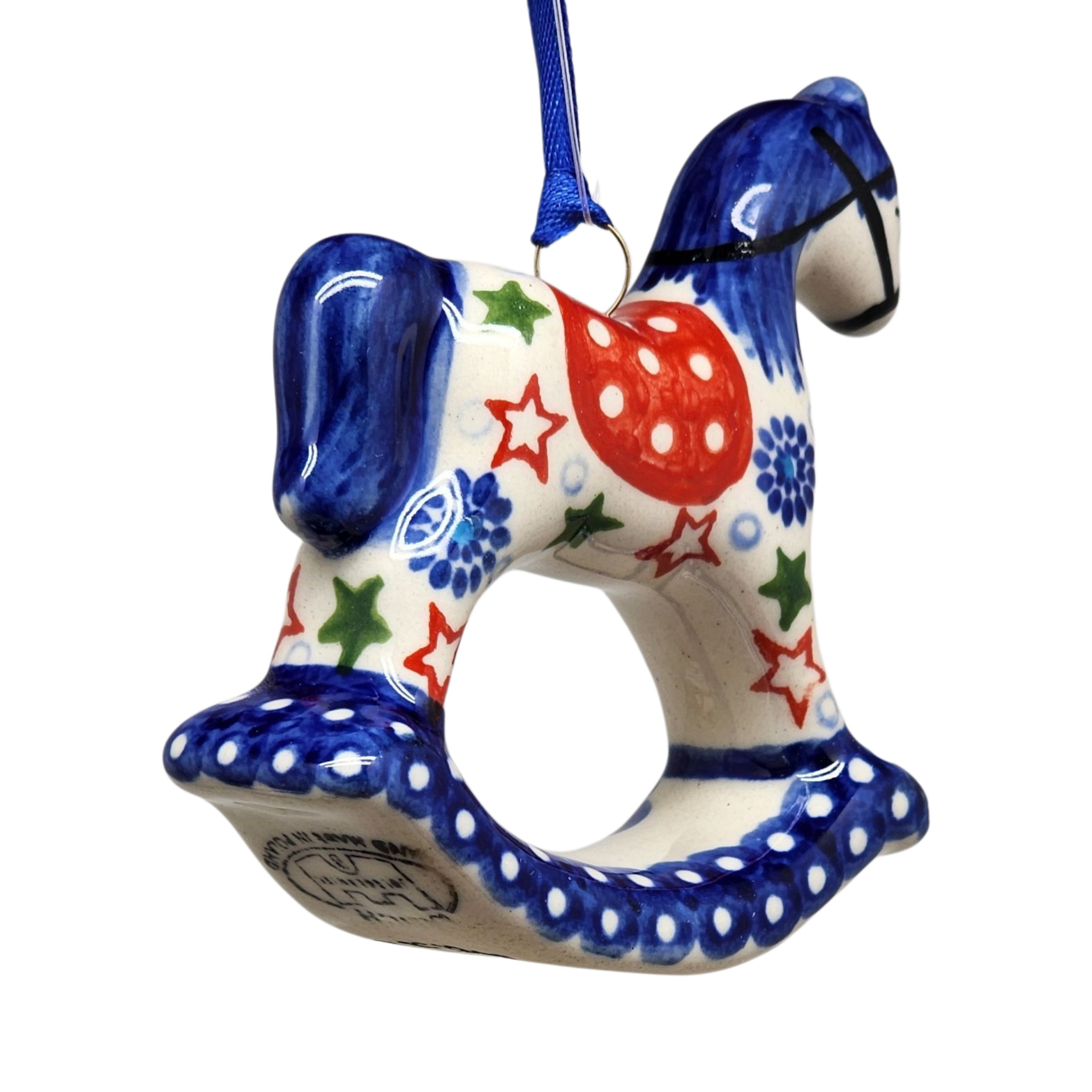 Rocking Horse Ornament - Festive Stars Pattern