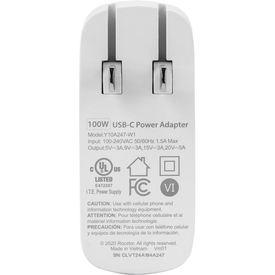 Rocstor 100W Smart USB-C Power Adapter - A/C Charger for Apple&reg; MacBook&reg;, MacBook Air&reg;, MacBook Pro&reg; 13 (61W) Y10A247-W1