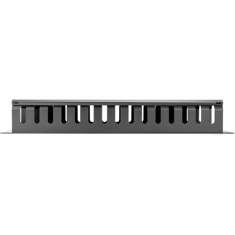 Rocstor 2U Horizontal Finger Duct Rack Cable Management Panel with Cover - Cable