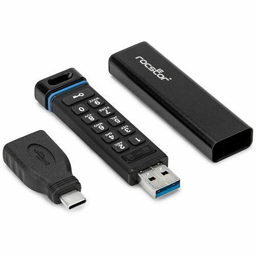 Rocstor DataSecure FX5 128GB Encrypted USB Drive with Keypad Security