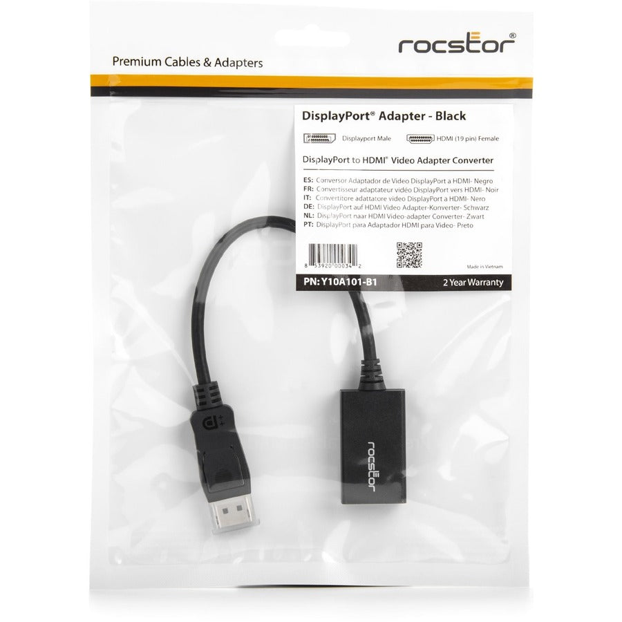 Rocstor Displayport (Male) To Hdmi (Female) Adapter Converter Y10A101-B1