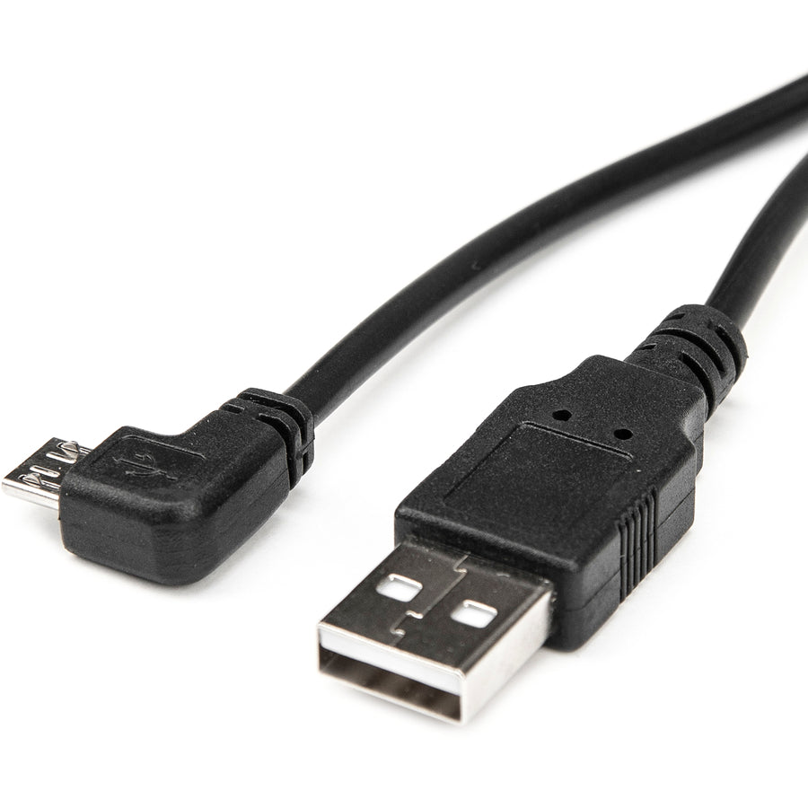 Rocstor Premium 3Ft Micro Usb Cable - A To Right Angled Micro B - Usb Type A Male - Micro Usb Type B Male - 1Ft - Black Usb Cable