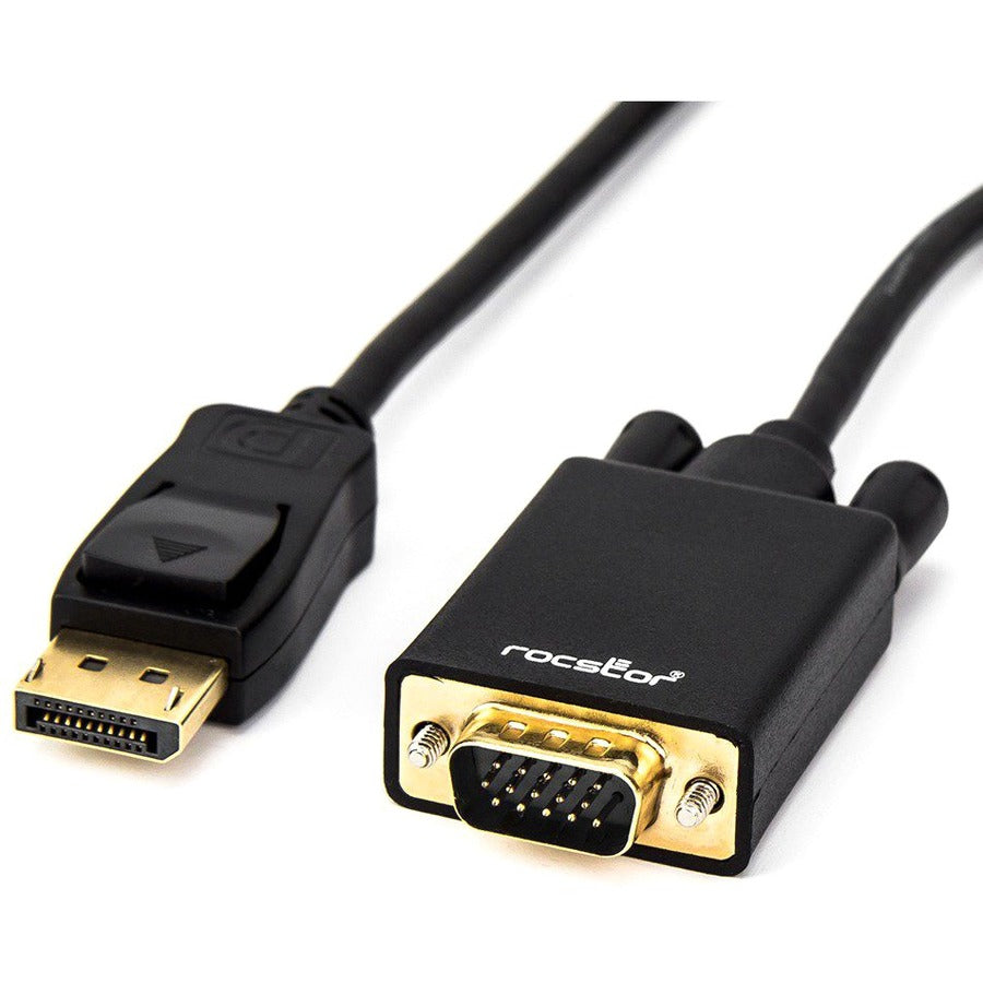 Rocstor Premium 6 Ft Displayport To Vga Cable M/M- Displayport To Vga Supporting 1920X1200 1080P At 60Hz - Dp/Vga Cable For Notebook, Computers, Projector, Tv, Video Device - 6 Ft (1.83M) - 1 Retial Pack - Gold Platted - 1 X Displayport Male Digital Audio