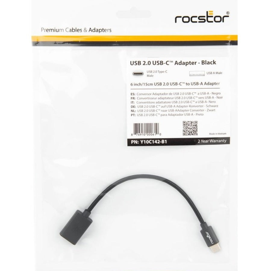 Rocstor Premium 6 USB-C to USB-A Adapter M/F - USB 2.0 - USB Type C to A Converter - For use of USB C devices such as Macbook Pro Y10C142-B1