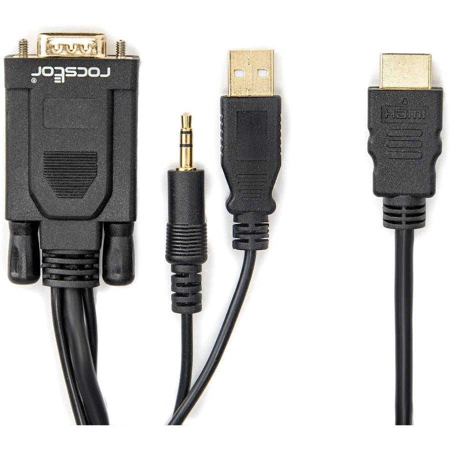 Rocstor Premium 6ft VGA to HDMI Converter Cable with Power and Audio Support M/M Y10C264-B1