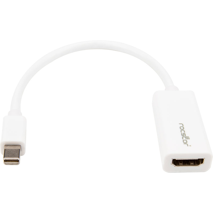Rocstor Premium 8In / 20Cm Mini Displayport To Hdmi 4K Audio / Video Converter - Mdp 1.2 To Hdmi Active Adapter For Macbook Air / Macbook Pro - 4K @ 30 Hz - White - Hdmi/Mini Displayport For Audio/Video Device, Macbook Pro, Macbook Air - 8In - 1 Pack - 1