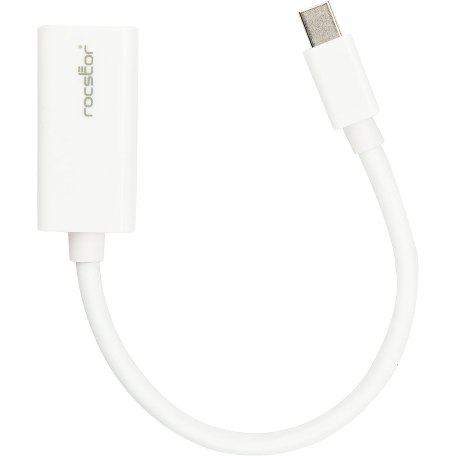 Rocstor Premium 8In / 20Cm Mini Displayport To Hdmi 4K Audio / Video Converter - Mdp 1.2 To Hdmi Active Adapter For Macbook Air / Macbook Pro - 4K @ 30 Hz - White - Hdmi/Mini Displayport For Audio/Video Device, Macbook Pro, Macbook Air - 8In - 1 Pack - 1