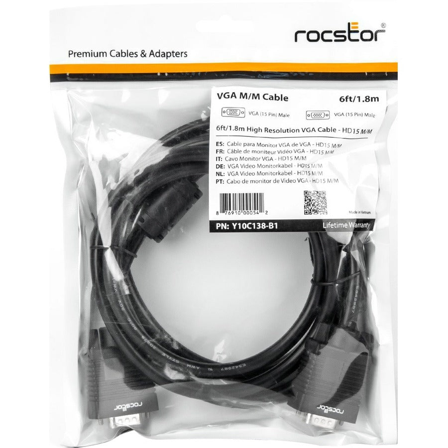 Rocstor Premium High-Resolution SVGA/VGA Monitor Cable Y10C138-B1