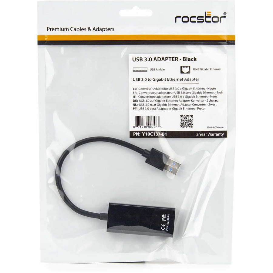 Rocstor Premium USB 3.0 to Gigabit Ethernet NIC Network Adapter Y10C137-B1