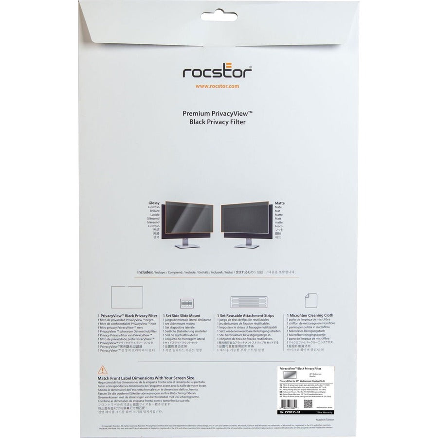 Rocstor Privacyview Privacy Screen Filter Black, Glossy, Matte - For 25" Widescreen LCD