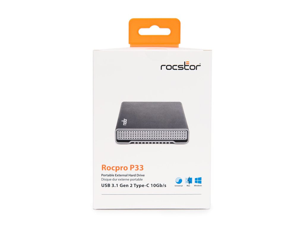Rocstor RocPro P33 - SSD - 8 TB - external (portable) - 2.5 - USB 3.1 Gen 2 (USB-C connector) - buffer: 128 MB - silver" GP3616-01