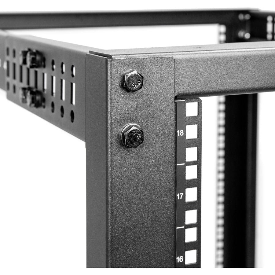 Rocstor SolidRack 18U Adjustable Depth Open Frame 4 Post Rack w/ Casters - Adjustable