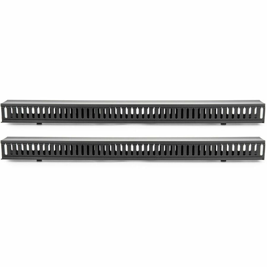 Rocstor Vertical Cable Organizer with Finger Ducts - 0U - 3 ft - Duct Panel - Black - 1 -