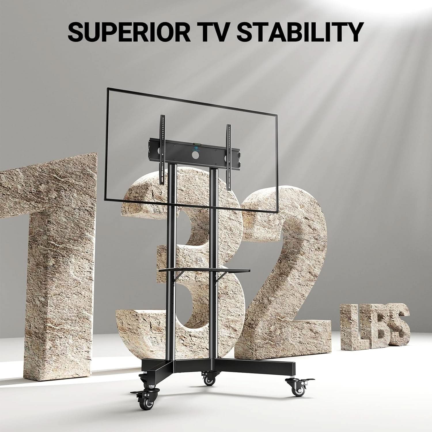 Rolling TV Stand For 32 To 85 Inch TVs Height Adjustable