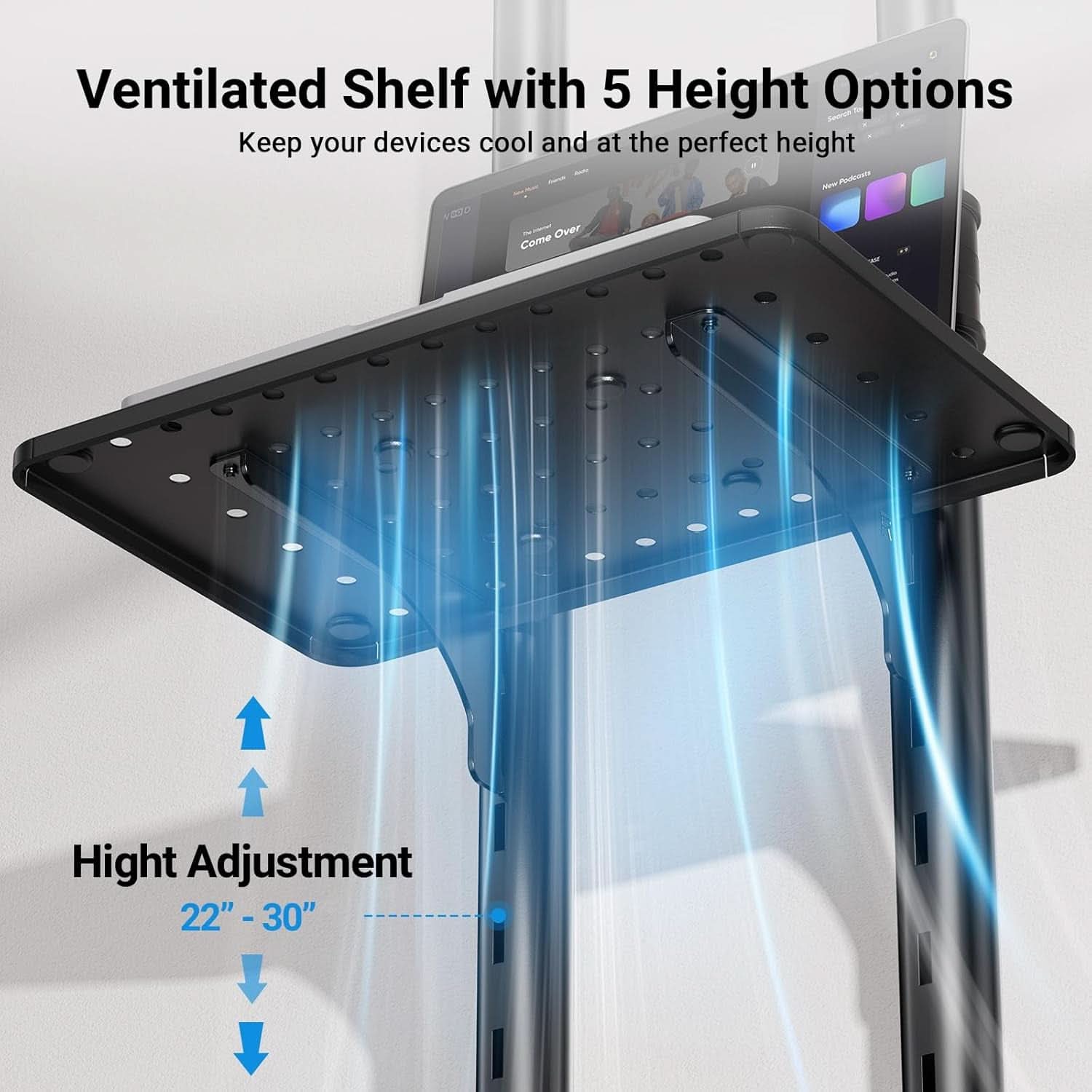 Rolling TV Stand Height Adjustable 32 To 83 Inch Screens