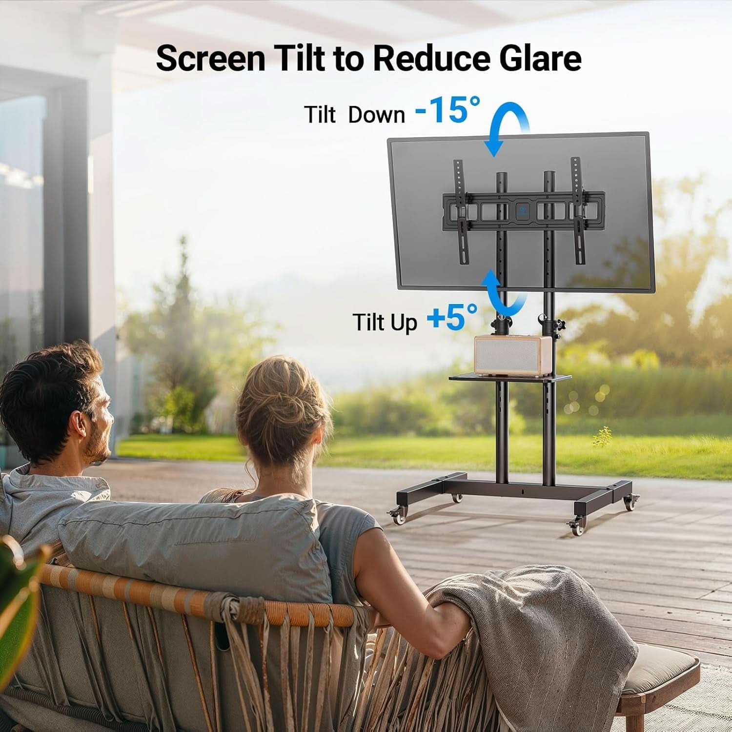 Rolling TV Stand Height Adjustable 32 To 83 Inch Screens