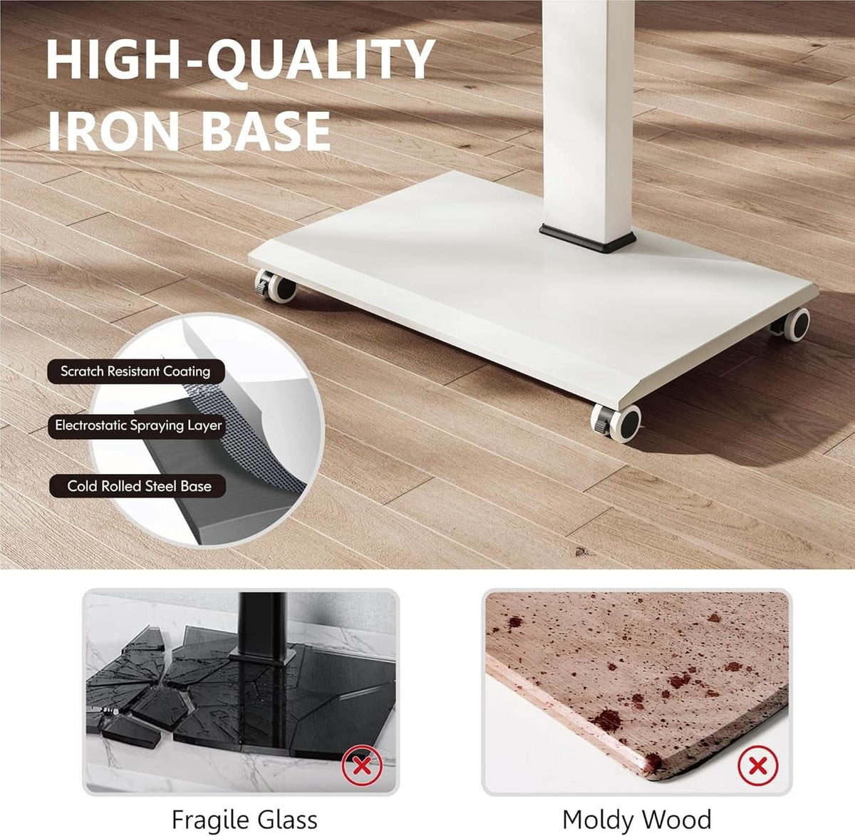 Rolling TV Stand On Wheels For 32 To 75 Inch TVs With 40 Degree Swivel