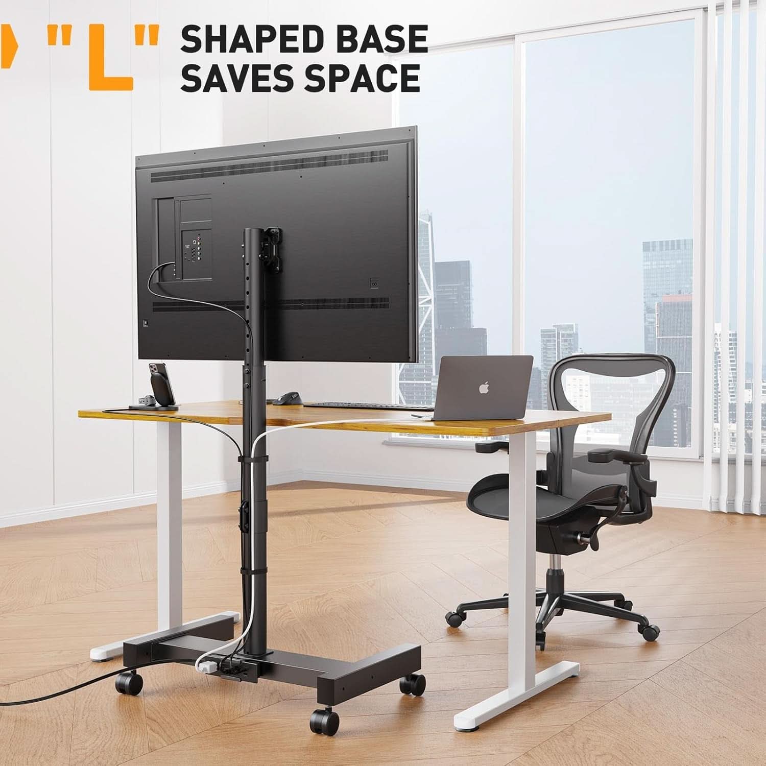Rolling TV Stand With Power Outlet For 26 To 50 Inch TVs Tilting Wheels