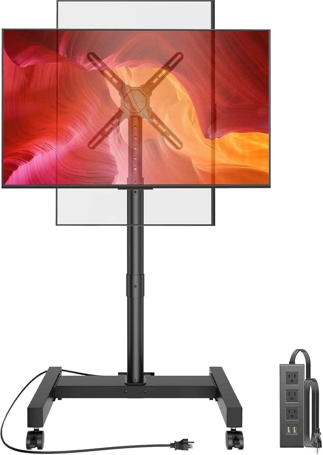 Rolling TV Stand With Power Outlet For 26 To 50 Inch TVs Tilting Wheels