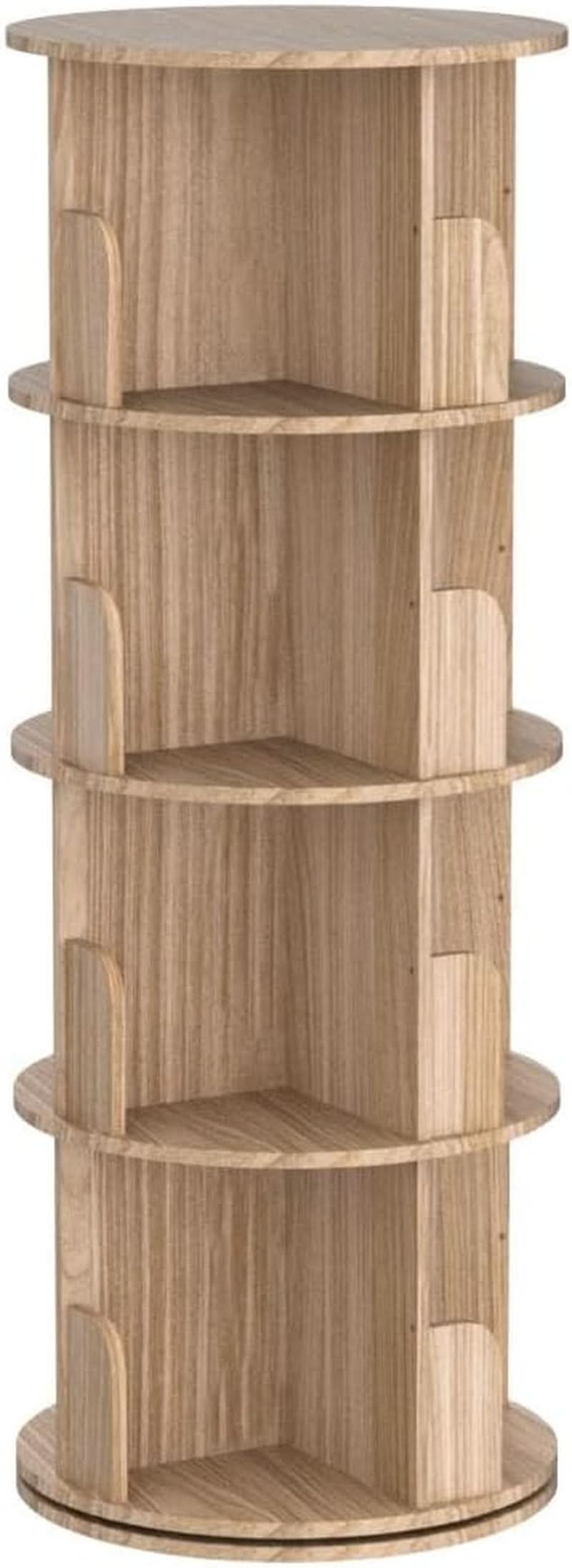 Rotating Bookshelf 360 Display 4 Tier Bookcase Solid Wood