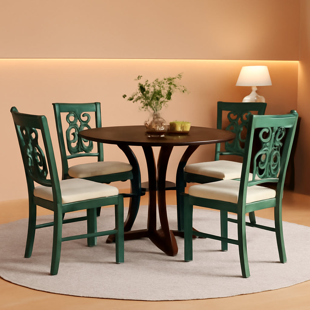 Round 5 Piece Kitchen Table Set With Vintage Wood Grain Top