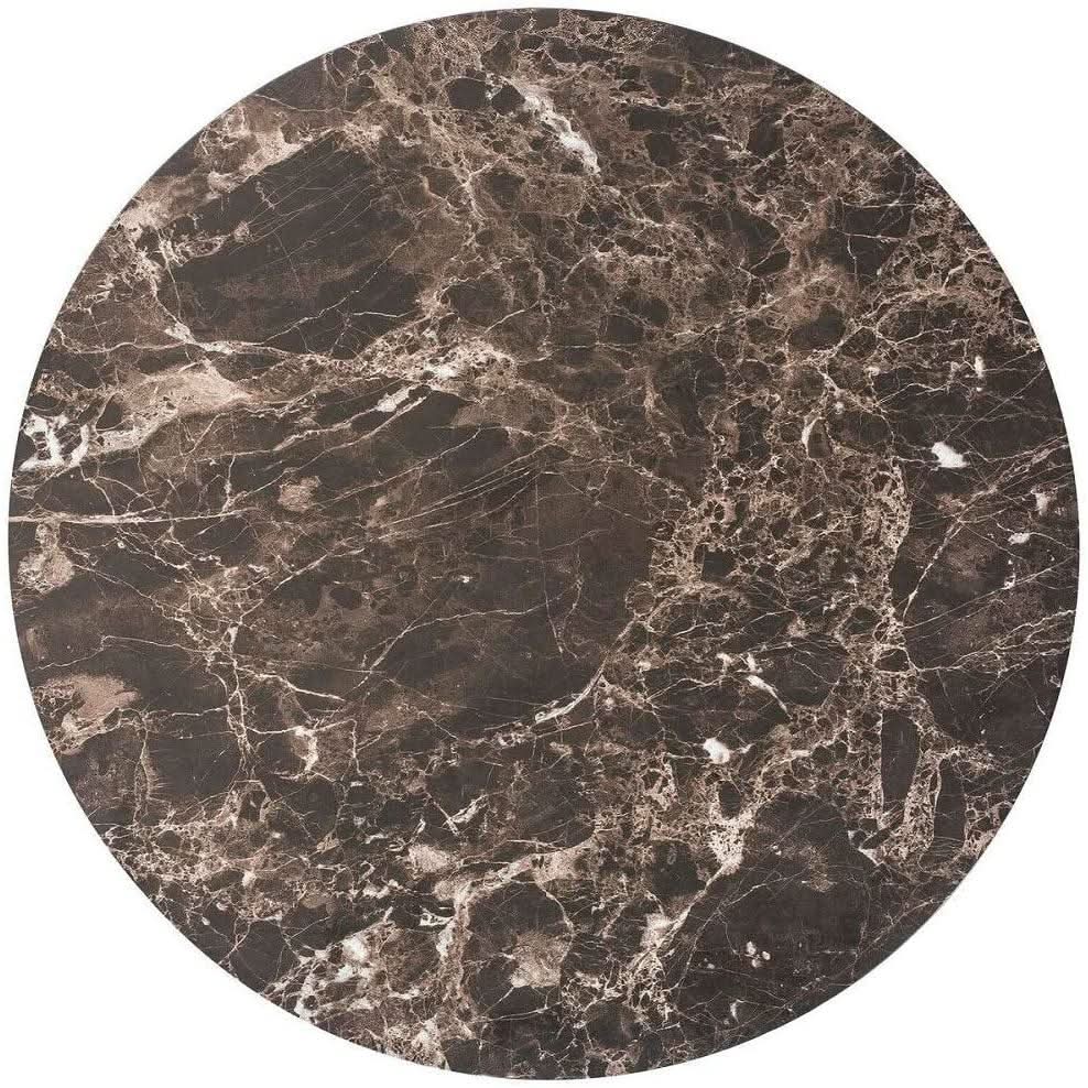 Round Bar Table With Faux Marble Top And Metal Base