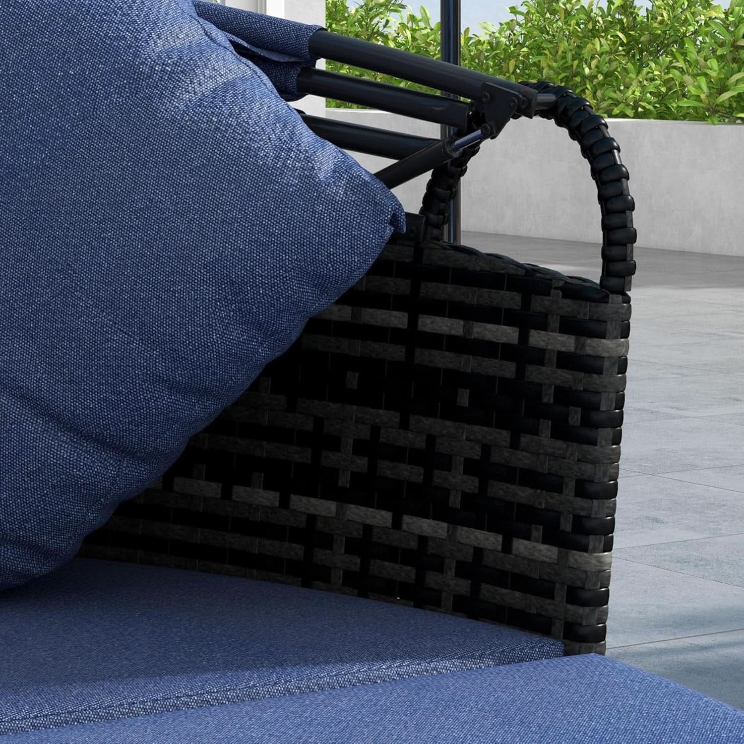 Round Convertible Daybed With Sun Canopy Outdoor Dark Blue