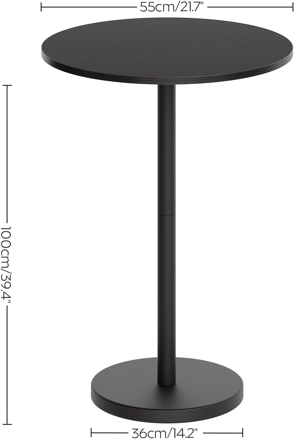 Round Counter height Bar Table Set Industrial Black