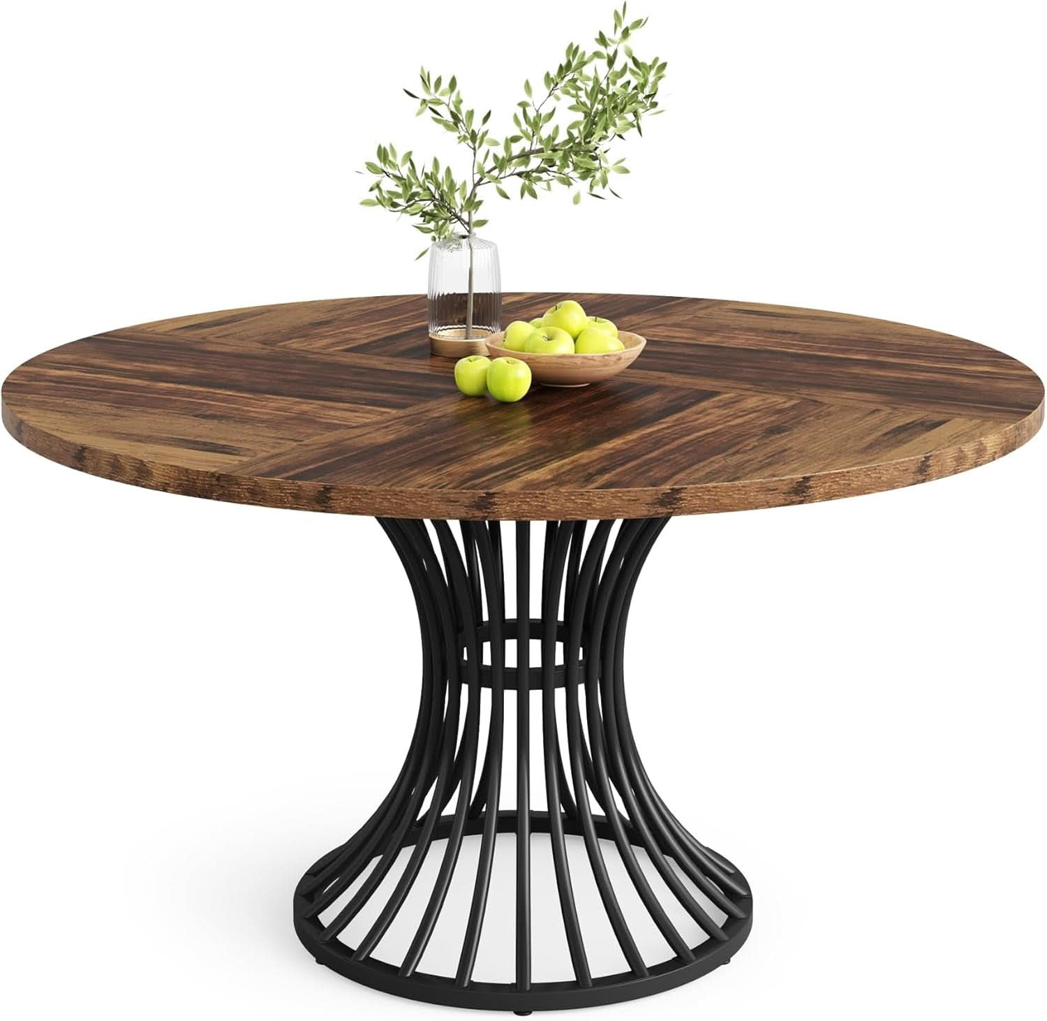 Round Dining Table 47 Inch Metal Base For Kitchen And Dining