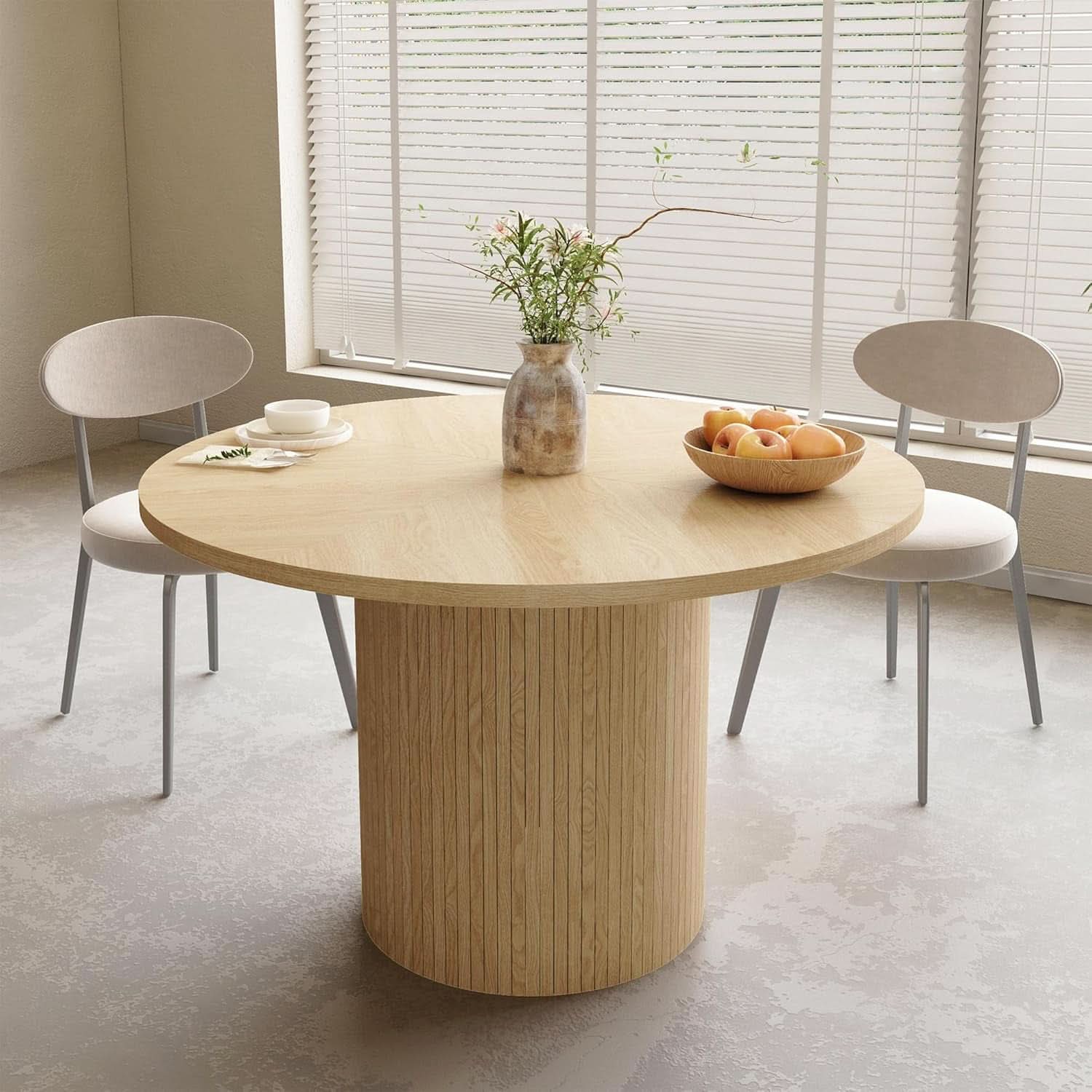 Round Dining Table For 4 47 Inch Modern Farmhouse Natural