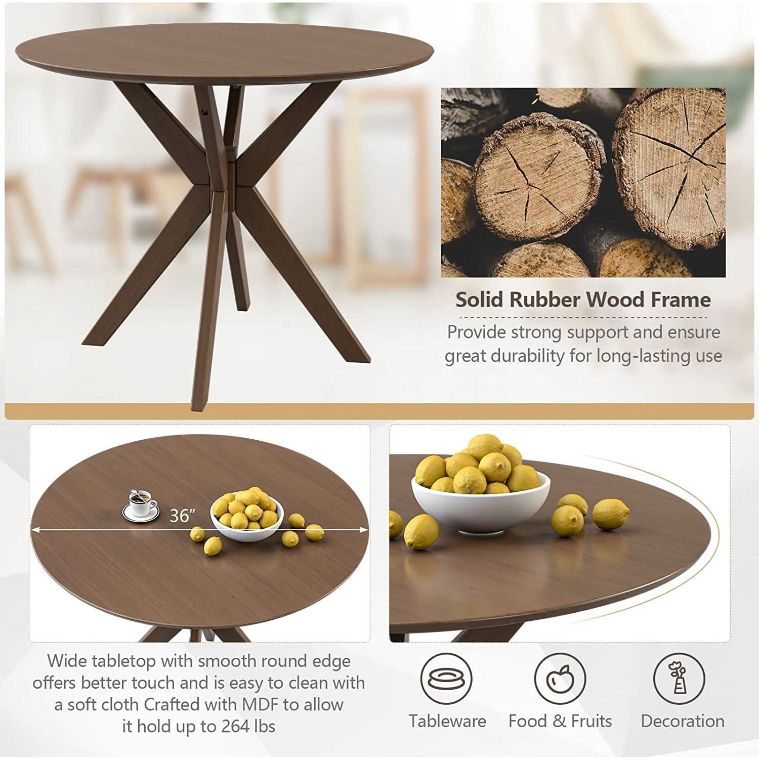Round Dining Table Set 36 Inch With Cushioned Chairs