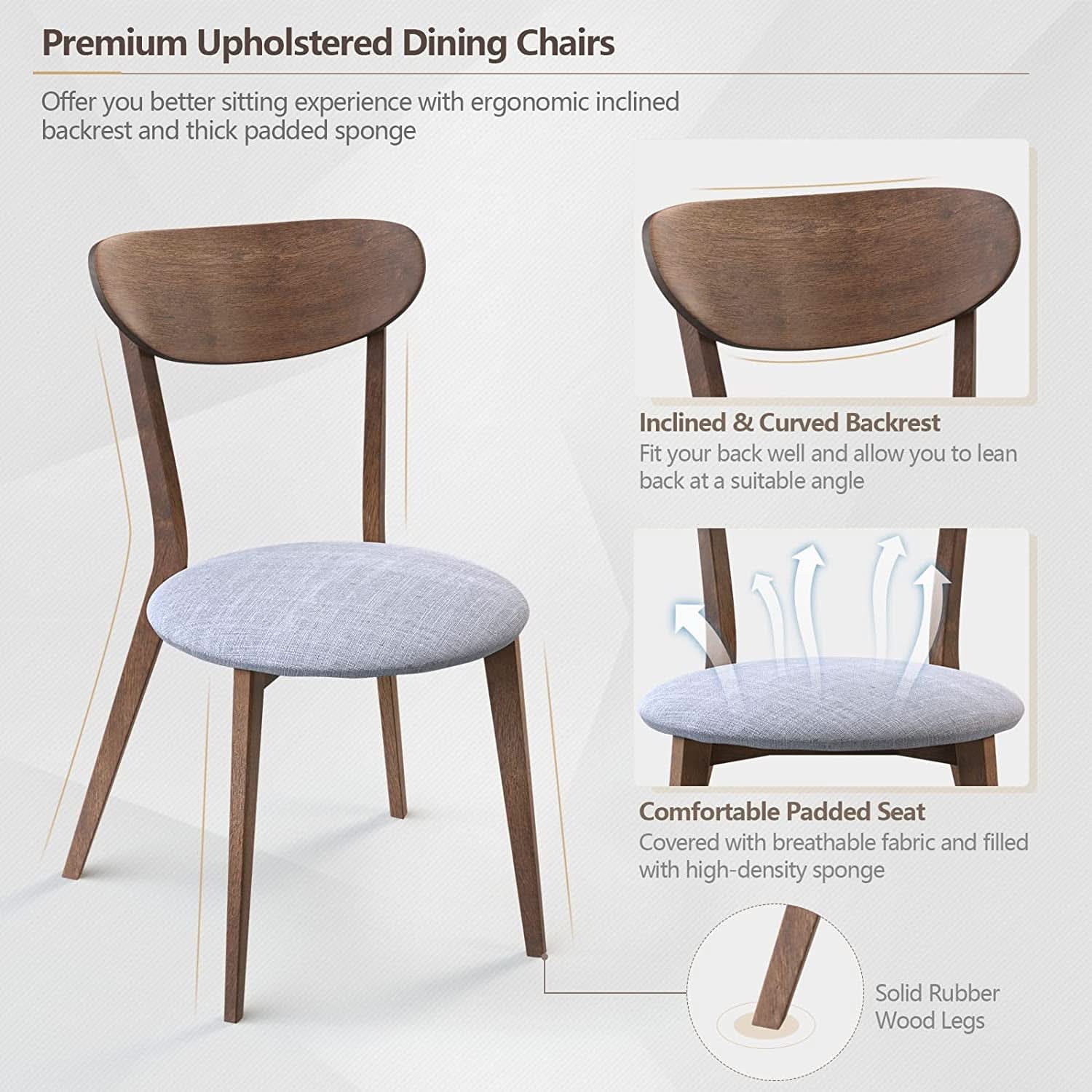 Round Dining Table Set 36 Inch With Cushioned Chairs