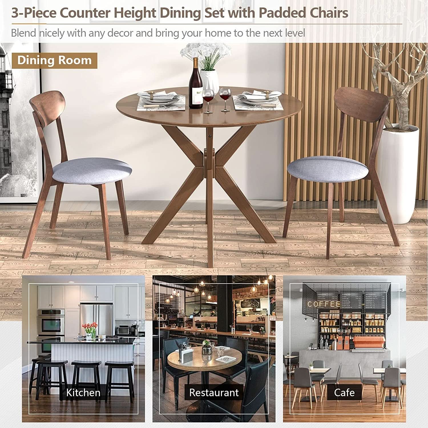 Round Dining Table Set 36 Inch With Cushioned Chairs