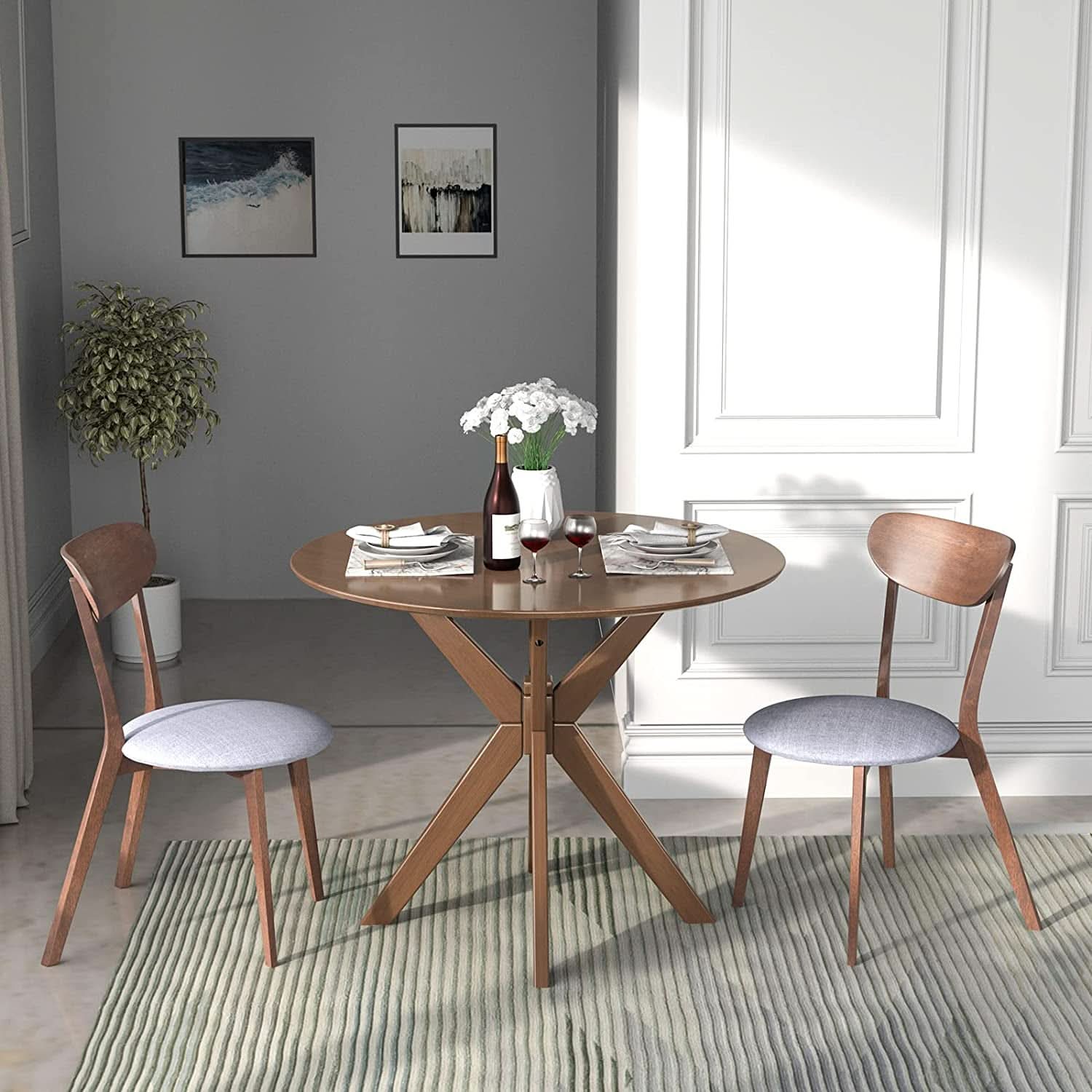 Round Dining Table Set 36 Inch With Cushioned Chairs