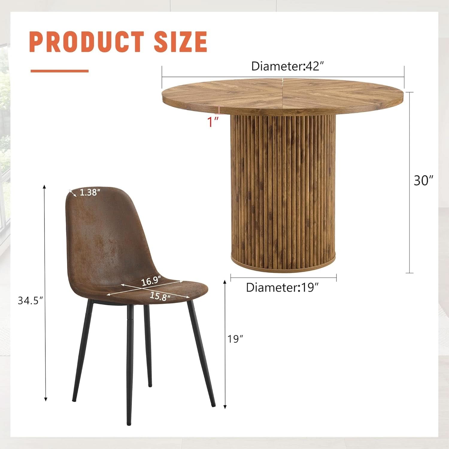 Round Dining Table Set For Four Engineered Wood Finish
