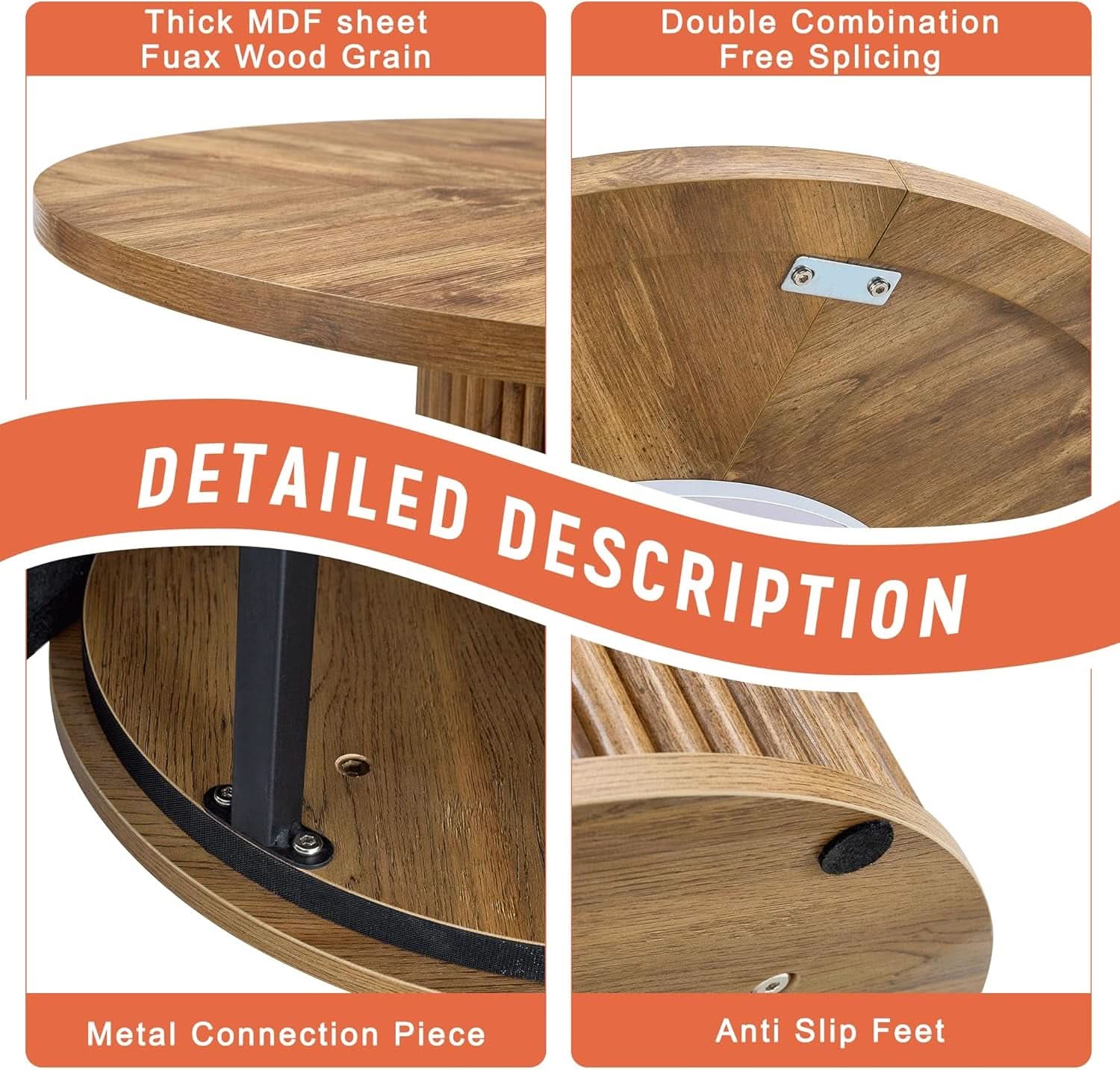 Round Dining Table Set For Four Engineered Wood Finish