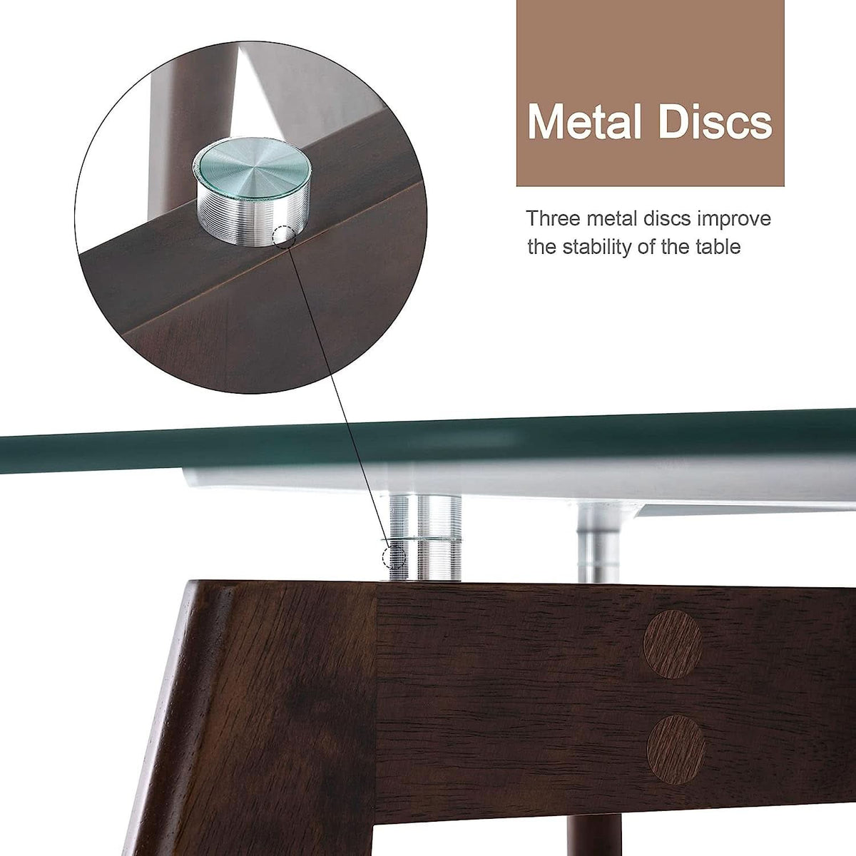 Round Glass Dining Table 31.5 Inch Dark Brown Modern
