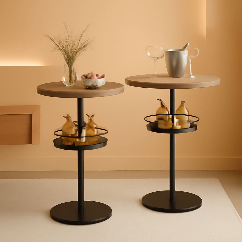 Round Industria lBar Table Set Two With Integrated LED Illumination