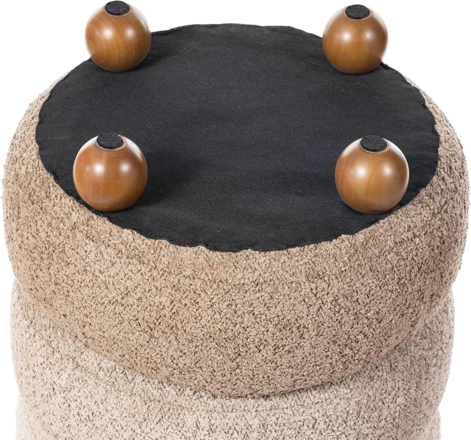 Round Upholstered Ottoman With Storage Gradient Brown
