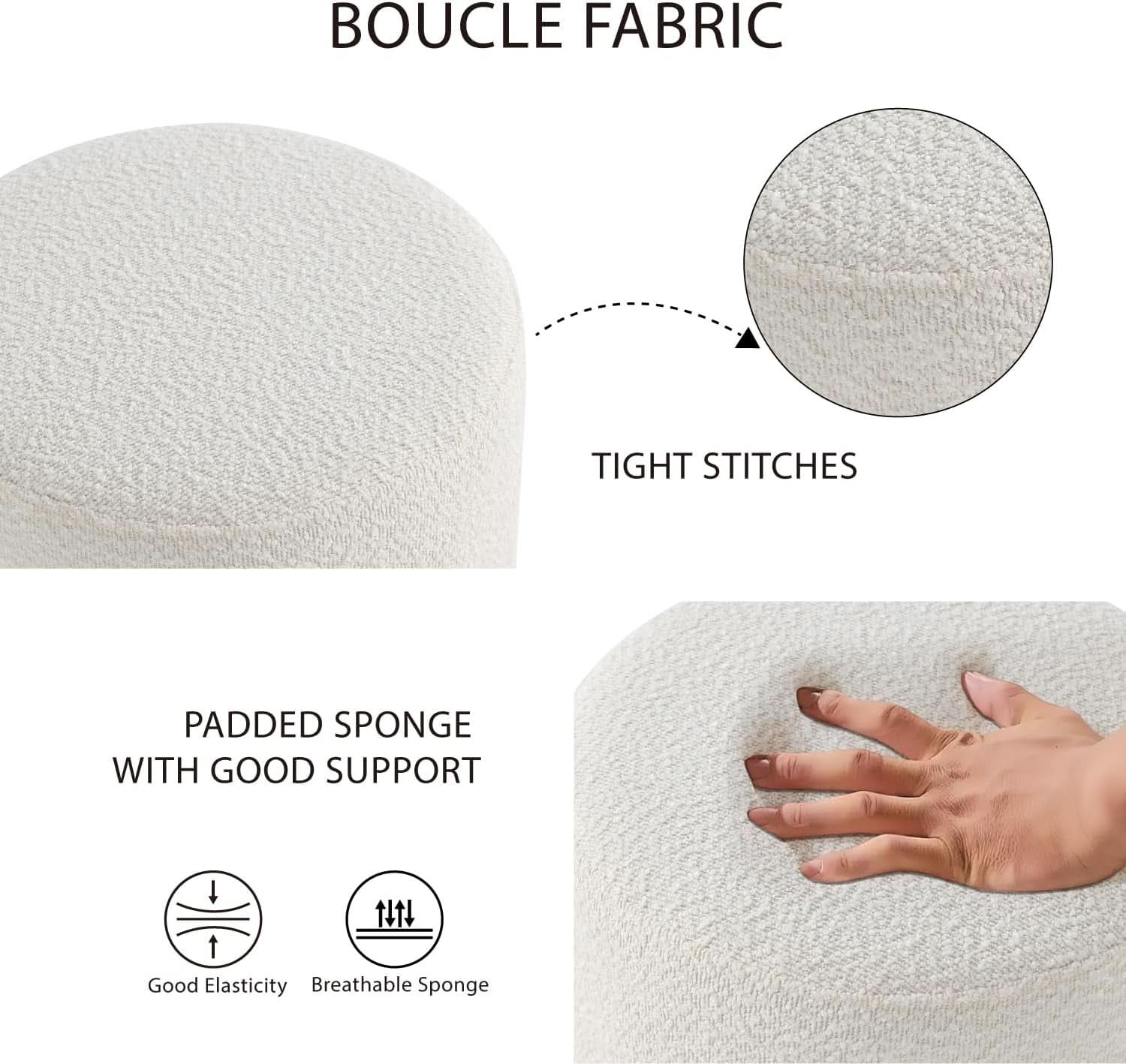 Round Velveteen Upholstered Ottoman With Padded Seat